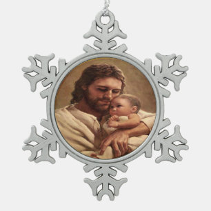 Ornement Flocon De Neige Jésus et enfant