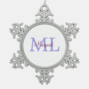 Ornement Flocon De Neige jeté simple minimal ajouter nom monogramme rose ro