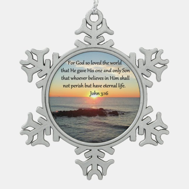ORNEMENT FLOCON DE NEIGE JOHN 3:16 BRISER JOHN (Devant)