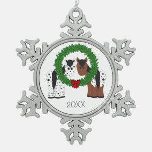 Ornement Flocon De Neige Joli Appaloosa Cheval Couple et Wreath Noël