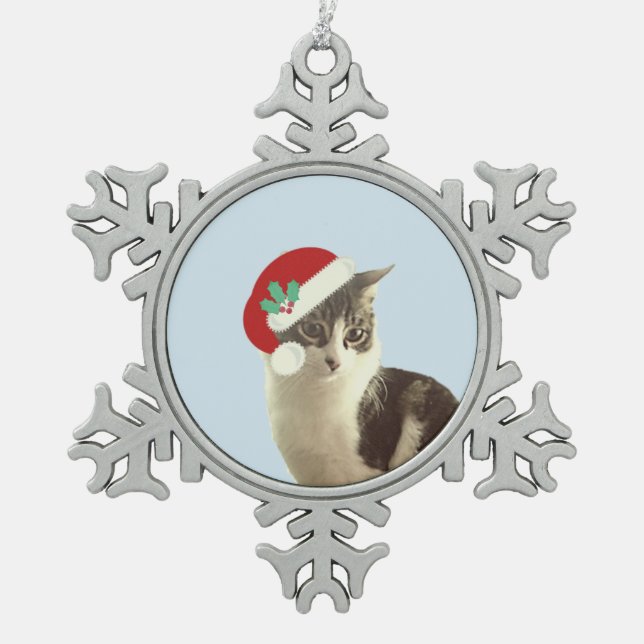 Ornement Flocon De Neige Joli chat de Noël Merlin (Devant)