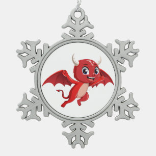 Ornement Flocon De Neige Joli diable volant de dessin animé