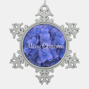 Ornement Flocon De Neige Joli hortensia bleu en gros plan floral sur le