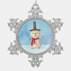 Ornement Flocon De Neige Joli Snowman De Noël En Vêtement Et Sourire