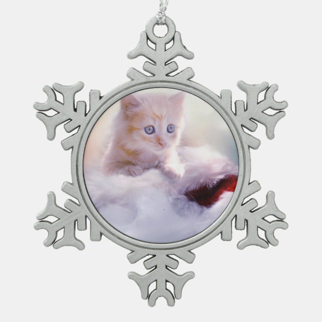 Ornement Flocon De Neige Jolie photo Christmas Kitten (Devant)