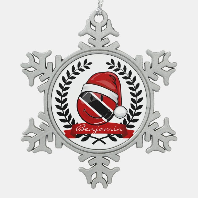 Ornement Flocon De Neige Jolly Trinidad Drapeau style Noël (Devant)