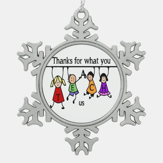 Ornement Flocon De Neige Jote Kids Cartoon Orthographe Enseignants (Devant)