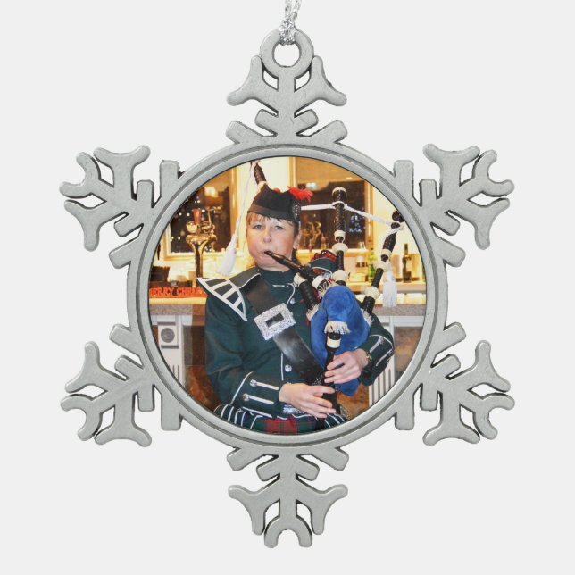 Ornement Flocon De Neige joueur de cornemuse de Noël (Devant)