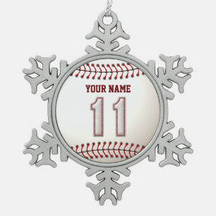 Ornement Flocon De Neige Joueur numéro 11 - points frais de base-ball