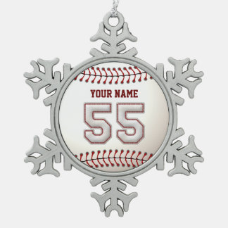 Ornement Flocon De Neige Joueur numéro 55 - points frais de base-ball