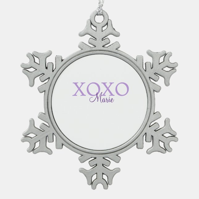 Ornement Flocon De Neige Jour de la Saint Valentin Xoxo ajouter nom pastel  (Devant)