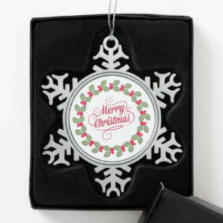 Ornement Flocon De Neige Joyeuse couronne de Noël