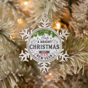 Ornement Flocon De Neige Joyeuse famille de Noël et première