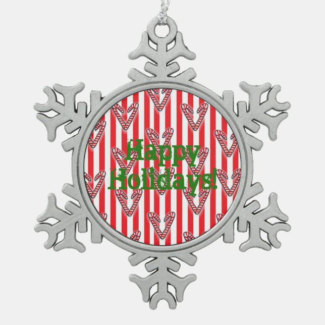 Ornement Flocon De Neige Joyeuses Vacances Rouge Blancs Décoration (Devant)
