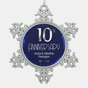Ornement Flocon De Neige Joyeux 10e anniversaire de Mariage