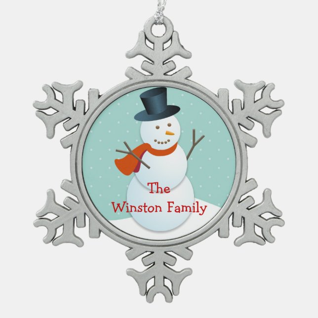 Ornement Flocon De Neige Joyeux bonhomme de neige Noël salutation (Devant)