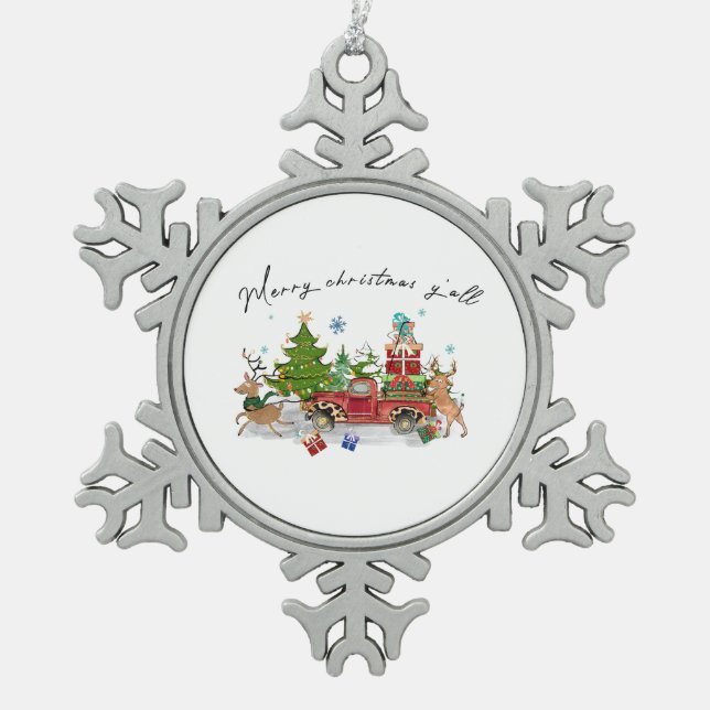 Ornement Flocon De Neige Joyeux cadeau de Noël Yall (Devant)