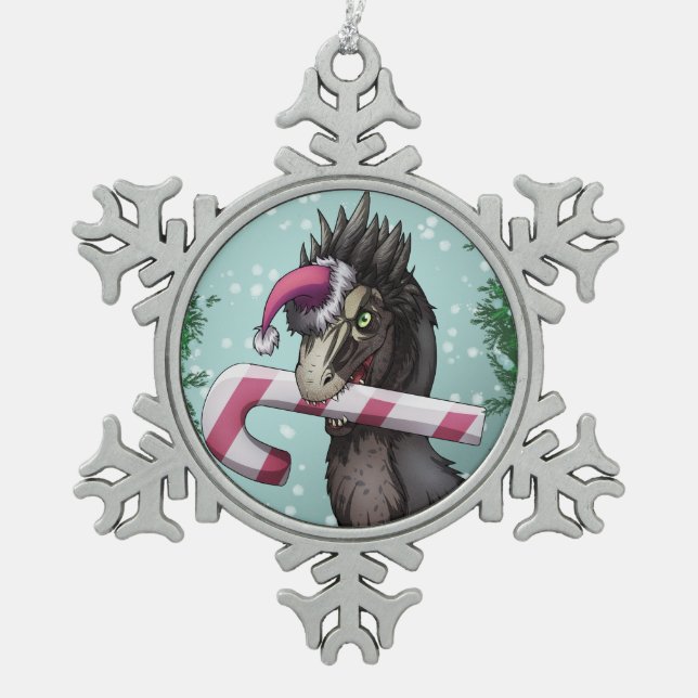 Ornement Flocon De Neige Joyeux dinosaure de Noël (Devant)