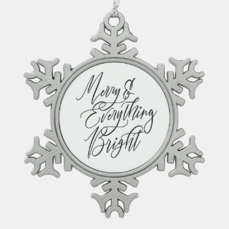 Ornement Flocon De Neige Joyeux et Tout Brillant Noir et Blanc