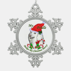 Ornement Flocon De Neige Joyeux Noël de caniche