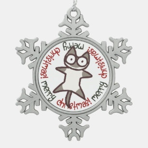 Ornement Flocon De Neige Joyeux Noël de chat siamois