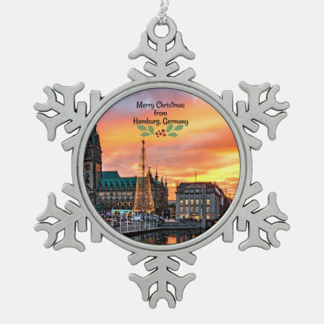 Ornement Flocon De Neige Joyeux Noël de Hambourg, Allemagne (Devant)