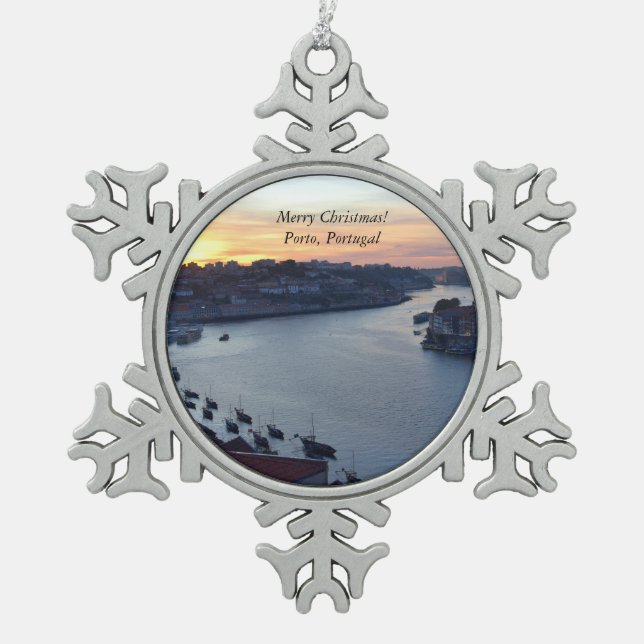 Ornement Flocon De Neige Joyeux Noël de Porto Portugal Ornement (Devant)