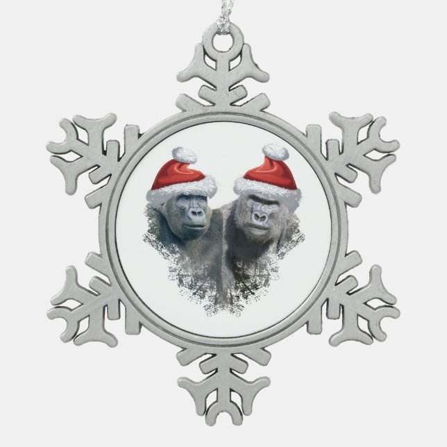 Ornement Flocon De Neige Joyeux Noël Gorille (Devant)