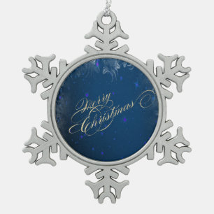 Ornement Flocon De Neige Joyeux Noël, Paillettes, Bleu