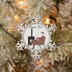Ornement Flocon De Neige Joyeux Noël Père Noël