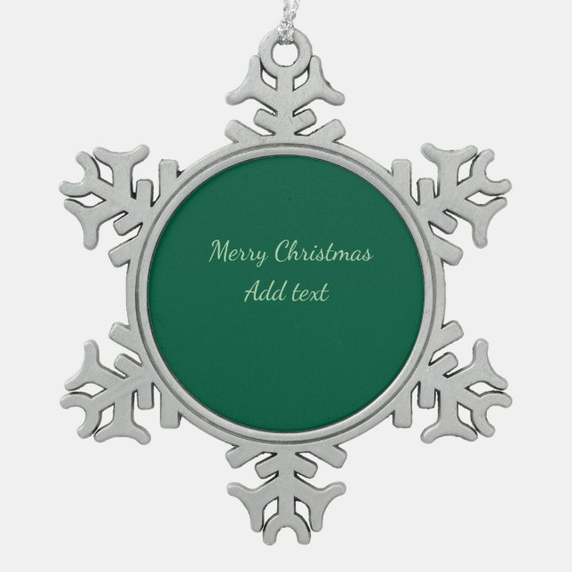 Ornement Flocon De Neige Joyeux Noël vert fond simple solo fête (Devant)