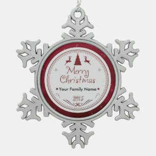 Ornement Flocon De Neige Joyeux ornement d'hiver de Noël - juste ajouter u