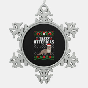 Ornement Flocon De Neige joyeux ottermas laid pull de noël