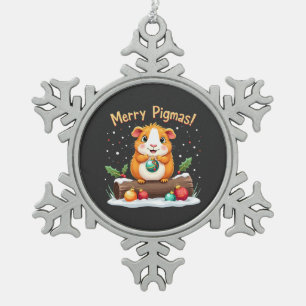 Ornement Flocon De Neige Joyeux Pigmas Guinée Pig Noël Père Noël