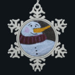 Ornement Flocon De Neige Joyeux Snowman Pewter Snowflake décoration<br><div class="desc">Dessin de bonhomme de neige souriant</div>