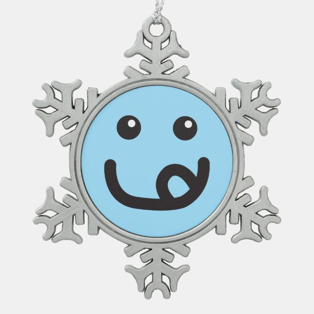 Ornement Flocon De Neige Joyeux Yummy visage_bébé bleu (Devant)