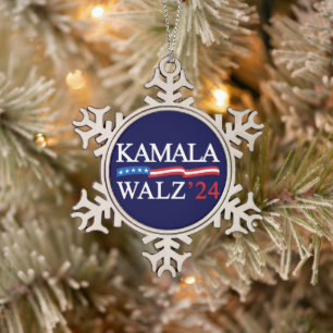 Ornement Flocon De Neige Kamala Harris Walz 2024 Évidemment bleu