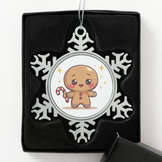 Ornement Flocon De Neige Kawaii Gingerbread Man Cute Christmas Ornament (Boîte)
