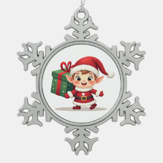 Ornement Flocon De Neige Kawaii Santa's Elf Helper Ornament