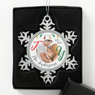 Ornement Flocon De Neige Keepsaké Family Photo White Joy Festive Noël