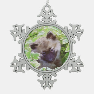 Ornement Flocon De Neige Keeshond Puppy in the Garden Peinture Art original