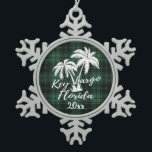 Ornement Flocon De Neige Key Largo Beach Floride Palm Green Plaid<br><div class="desc">Clé Largo Beach Floride Palmier Vert Plaid Ornement de Noël</div>