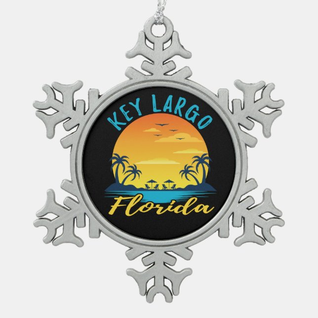 Ornement Flocon De Neige Key Largo Floride Palm Trees Beach (Devant)