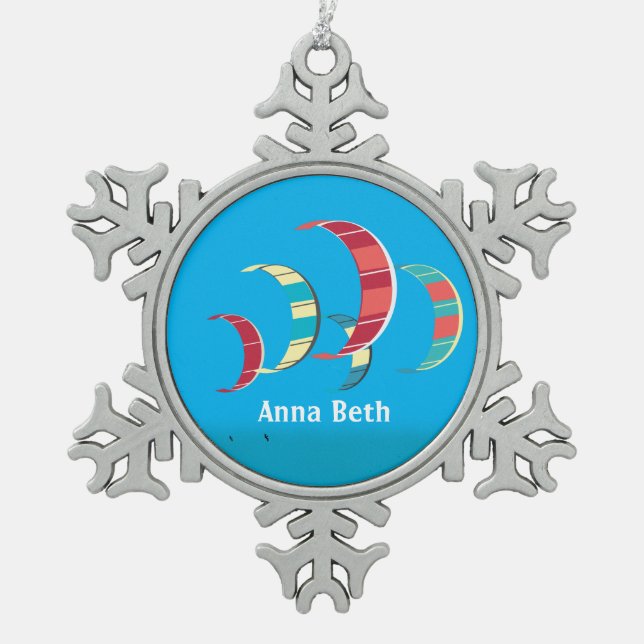 Ornement Flocon De Neige Kite Surfing Snowflake Pewer Noël Ornament (Devant)
