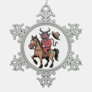Ornement Flocon De Neige Krampus cow-boy de Noël drôle et méchant Santa Wes
