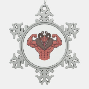 Ornement Flocon De Neige Krampus Noël Flexion Musculaire Fitness Effrayant