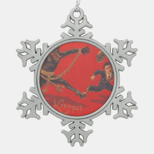 Ornement Flocon De Neige Krampus pourchasser un garçon