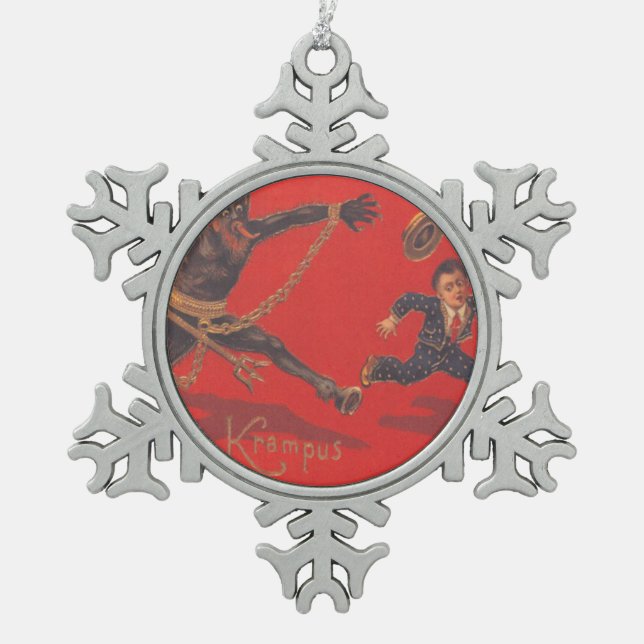Ornement Flocon De Neige Krampus pourchasser un garçon (Devant)