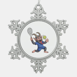 Ornement Flocon De Neige Krampus sinistre jouant au tennis Noël
