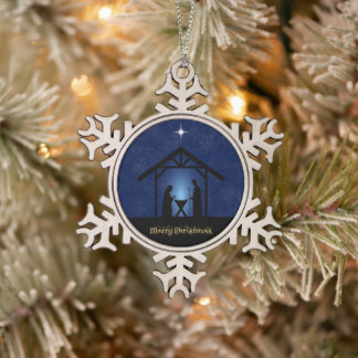 Ornement Flocon De Neige La crèche de Noël Scène religieuse
